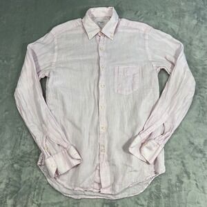 SPADA ROMA Shirt Mens Size 15.5 39 Light Pink 100% Linen Button Down Long Sleeve